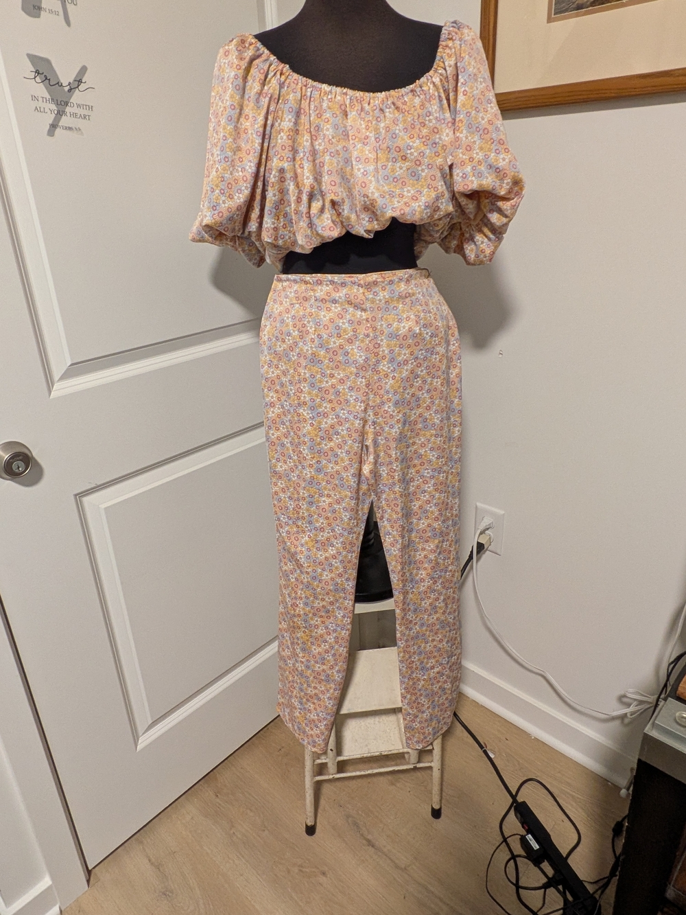 Zara Pink Multi Floral Pants & Crop Top
